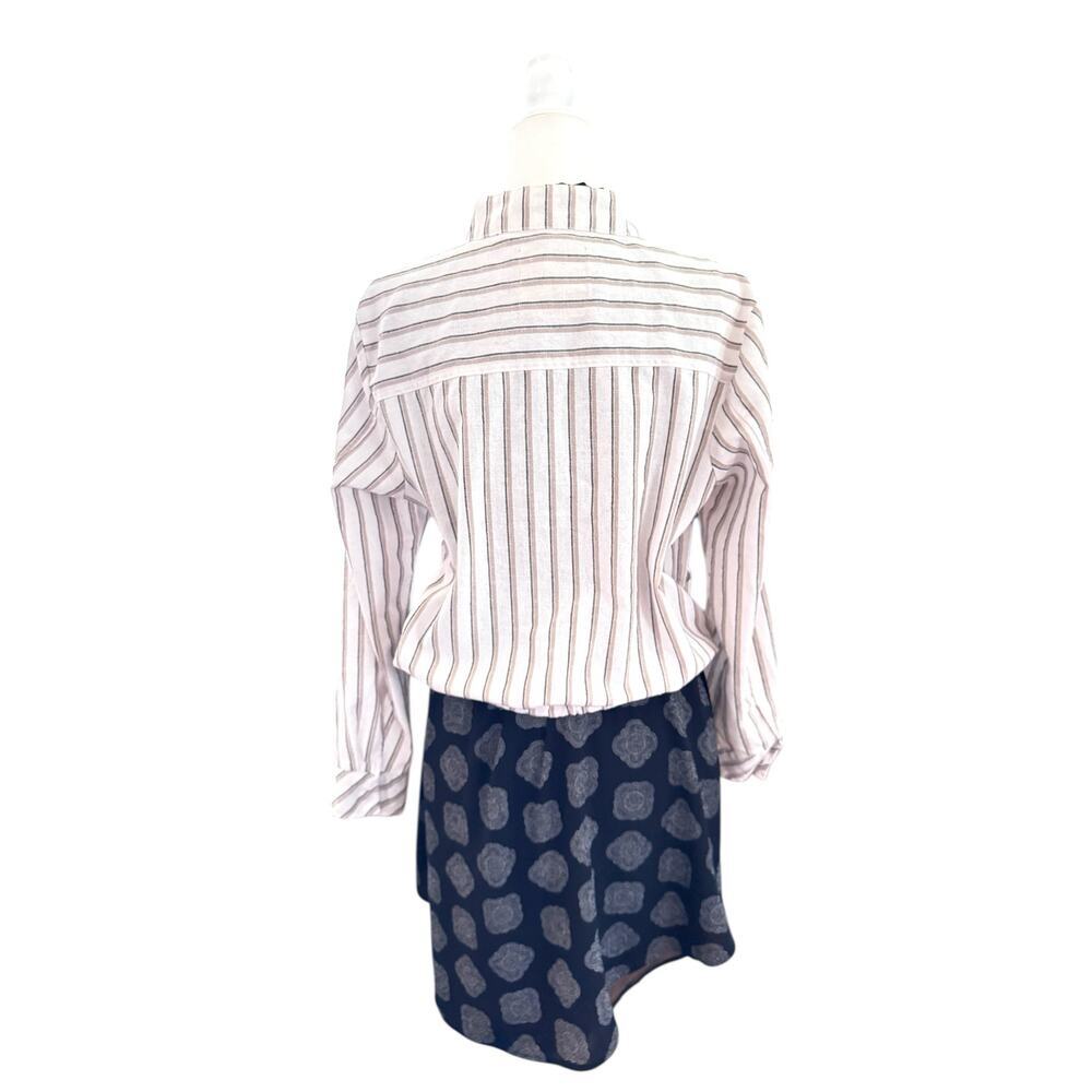 Cavallini Original White Striped Cotton Utility Cardigan Jacket Size L - Picture 2 of 7